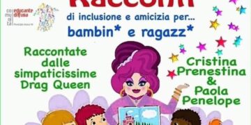 Locandina di evento con Drag Queen rivolta ai bambini delle scuole del Municipio VII, Roma