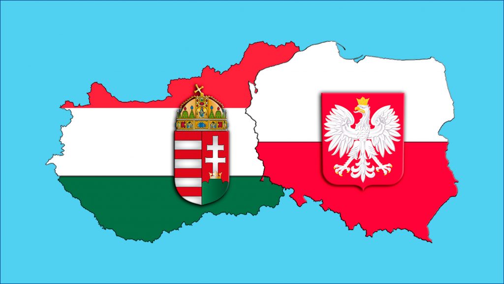 Le bandiere della Polonia e dell'Ungheria