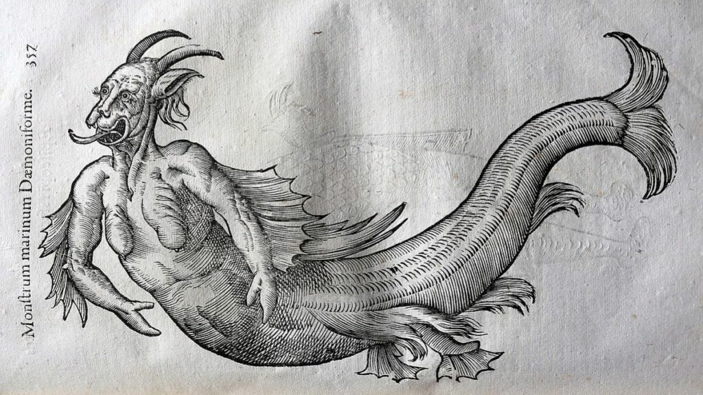 Ulisse Aldrovandi(1522-1605), mostro marino da "Monstrorum historia", Tebaldini, Bologna 1642