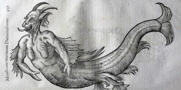 Ulisse Aldrovandi(1522-1605), mostro marino da "Monstrorum historia", Tebaldini, Bologna 1642