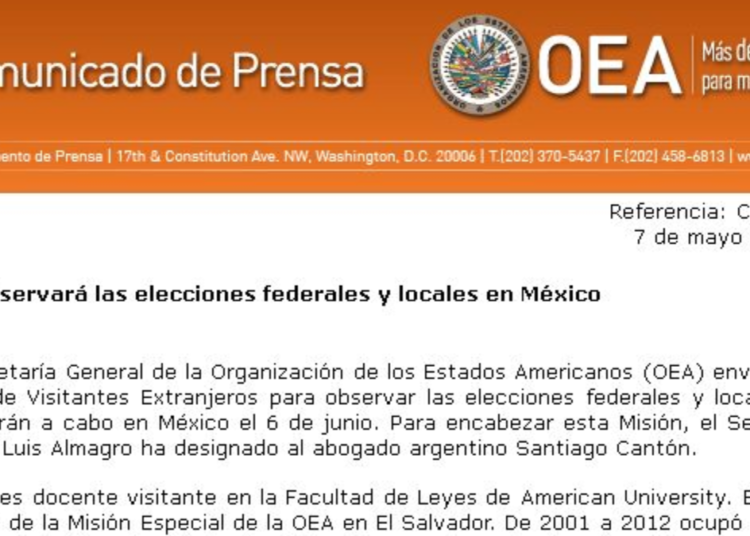 La OEA enviará finalmente observación internacional a México