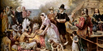 Jean Louis Gerome Ferris (1863-1930), «The First Thanksgiving, 1621» (1915)