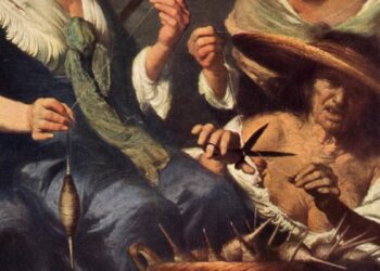 Bernardo Strozzi(1581-1644), detto il Cappuccino, "Le tre Parche" (part.)