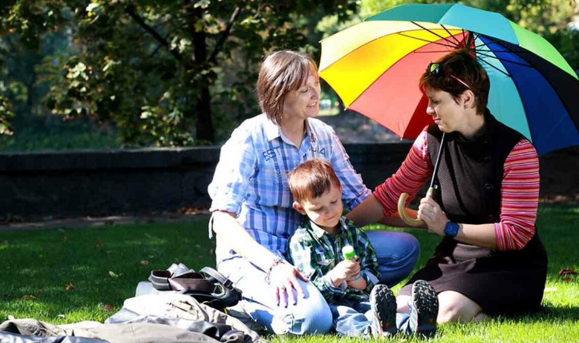 Rainbow bambo lesbian couple