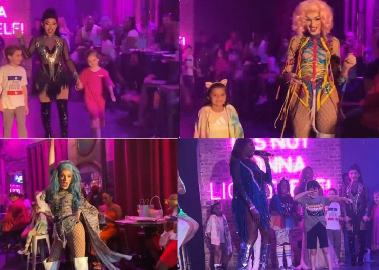 Outrageous: kids at a drag show in a Texas gay club