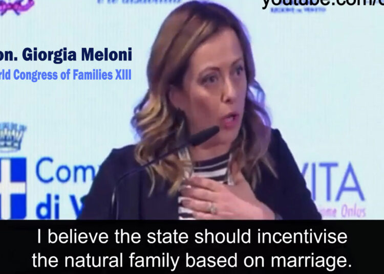 Georgia Meloni pflegt gute Beziehungen zur IOF und setzt sich für Familie und Ehe ein