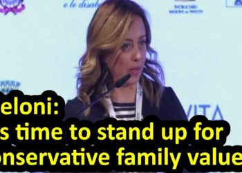 Giorgia Meloni, winner of Italy’s elections, delivering speech at WCF in Verona 2019