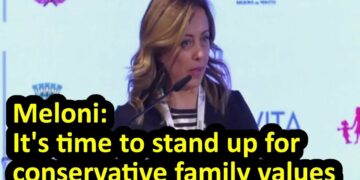 Giorgia Meloni, winner of Italy’s elections, delivering speech at WCF in Verona 2019