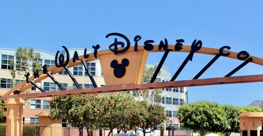 The entrance to the Walt Disney Studios in Burbank, Calif.
