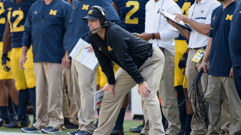 "Jim Harbaugh (29752207115)" by Maize & Blue Nation is licensed under CC BY 2.0.